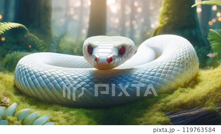 魔術ペン✨赤目白蛇アルビノ 飛鳥さんのお父様にいただいた蛇の文鎮🐍 白蛇様になりました